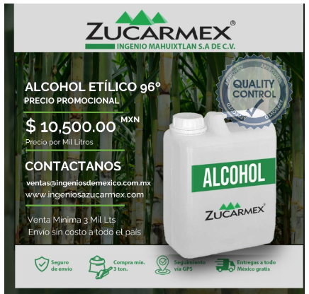 Alcohol Etílico 96 grados Zucarmex